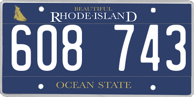 RI license plate 608743