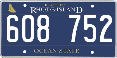 RI license plate 608752