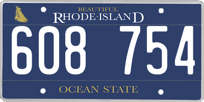 RI license plate 608754