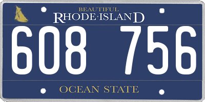 RI license plate 608756