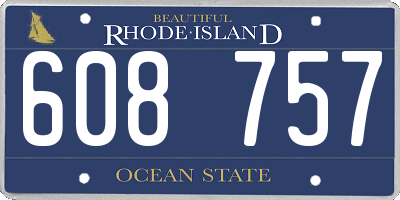 RI license plate 608757