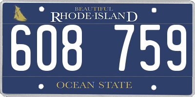 RI license plate 608759