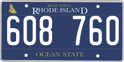 RI license plate 608760