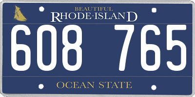 RI license plate 608765