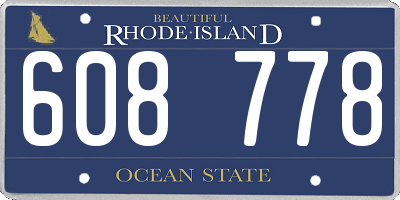 RI license plate 608778