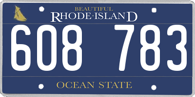 RI license plate 608783