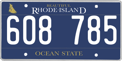 RI license plate 608785
