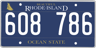 RI license plate 608786