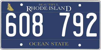 RI license plate 608792