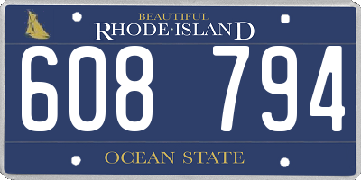 RI license plate 608794