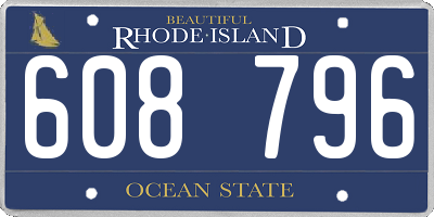 RI license plate 608796