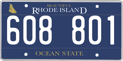RI license plate 608801
