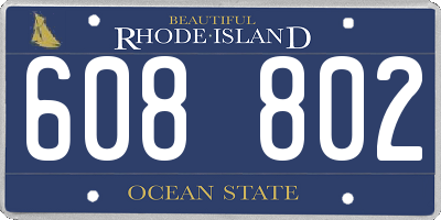 RI license plate 608802