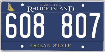 RI license plate 608807