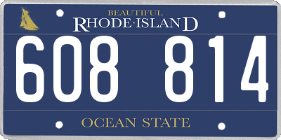 RI license plate 608814