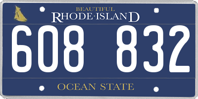 RI license plate 608832