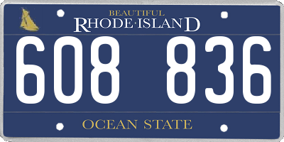 RI license plate 608836