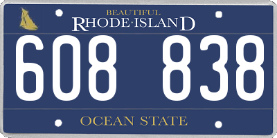 RI license plate 608838