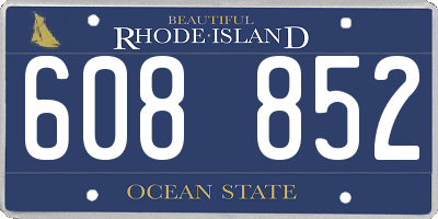 RI license plate 608852