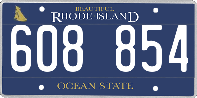 RI license plate 608854