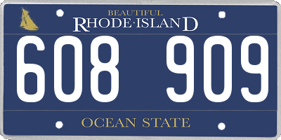 RI license plate 608909