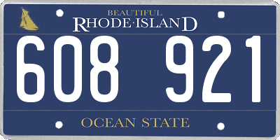 RI license plate 608921