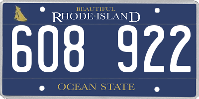 RI license plate 608922
