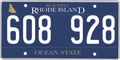 RI license plate 608928