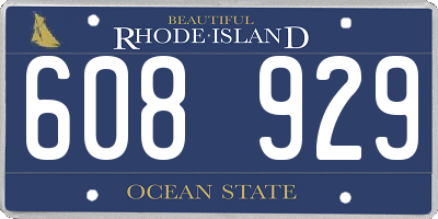 RI license plate 608929
