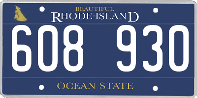 RI license plate 608930