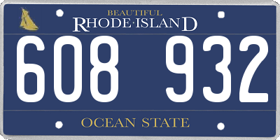 RI license plate 608932
