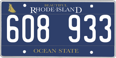 RI license plate 608933