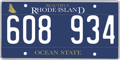 RI license plate 608934