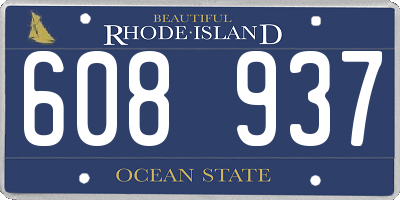 RI license plate 608937