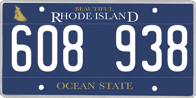 RI license plate 608938