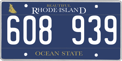 RI license plate 608939