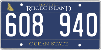 RI license plate 608940
