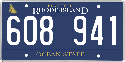 RI license plate 608941