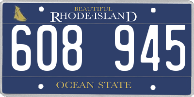 RI license plate 608945