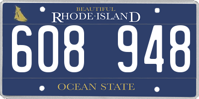 RI license plate 608948