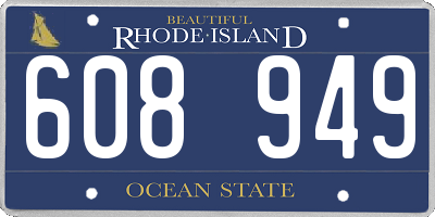 RI license plate 608949