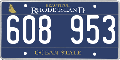 RI license plate 608953