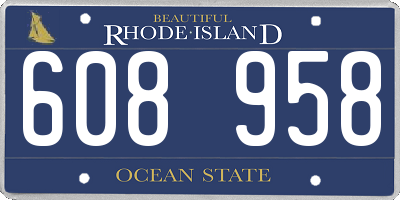 RI license plate 608958