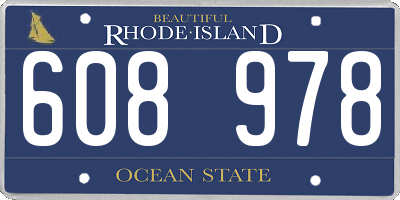 RI license plate 608978