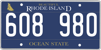 RI license plate 608980