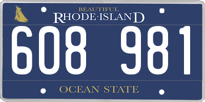 RI license plate 608981