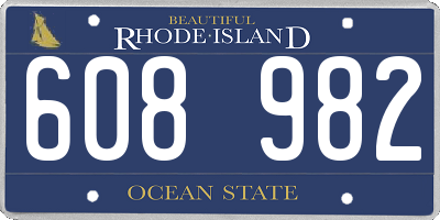 RI license plate 608982