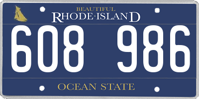 RI license plate 608986