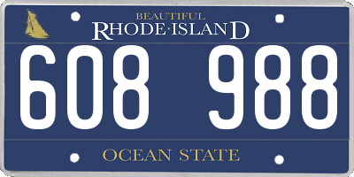 RI license plate 608988