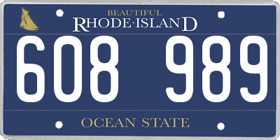 RI license plate 608989